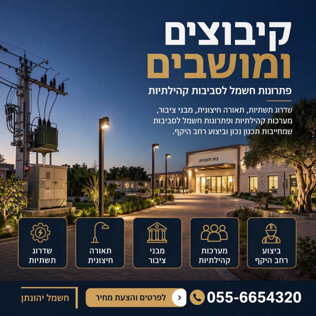 קבלן חשמל קיבוצים ומושבים – שקט נפשי לקהילה שלך - חשמל יהונתן
